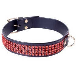 Fetish Boss Series Collar with crystals 3 cm Red Line